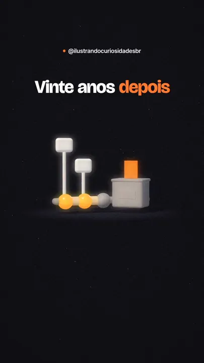 Quadro do vídeo sobre Getúlio Vargas: peças 3D e o título Vinte anos depois